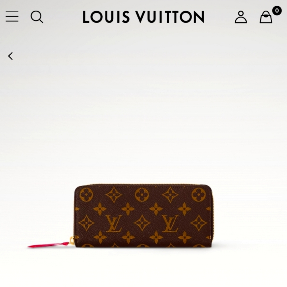Louis Vuitton Clemence Orange Wallet Pocketbook Brown Monogram Leather Logo
